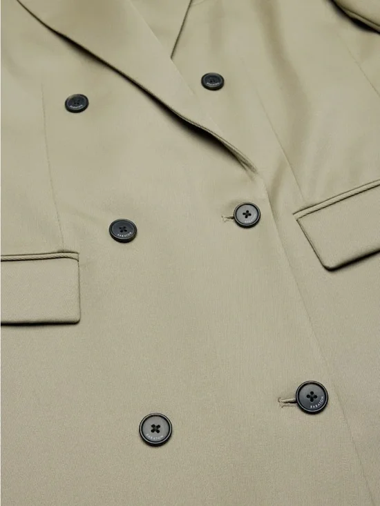 Aritzia Long Double-Breasted Tan Stature Trench Coat (Size S) - Picture 3 of 5